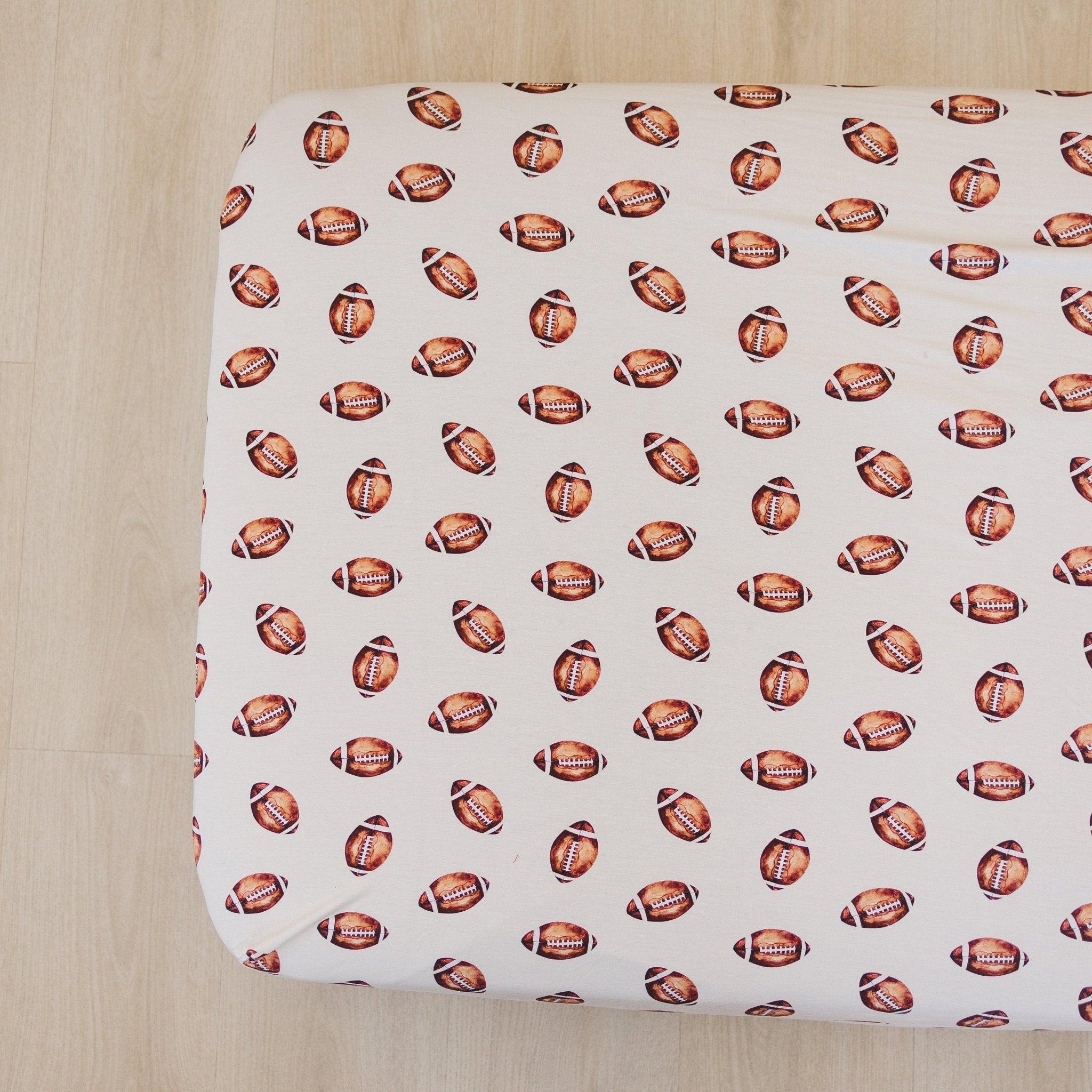 Football Print Bamboo Crib Sheet