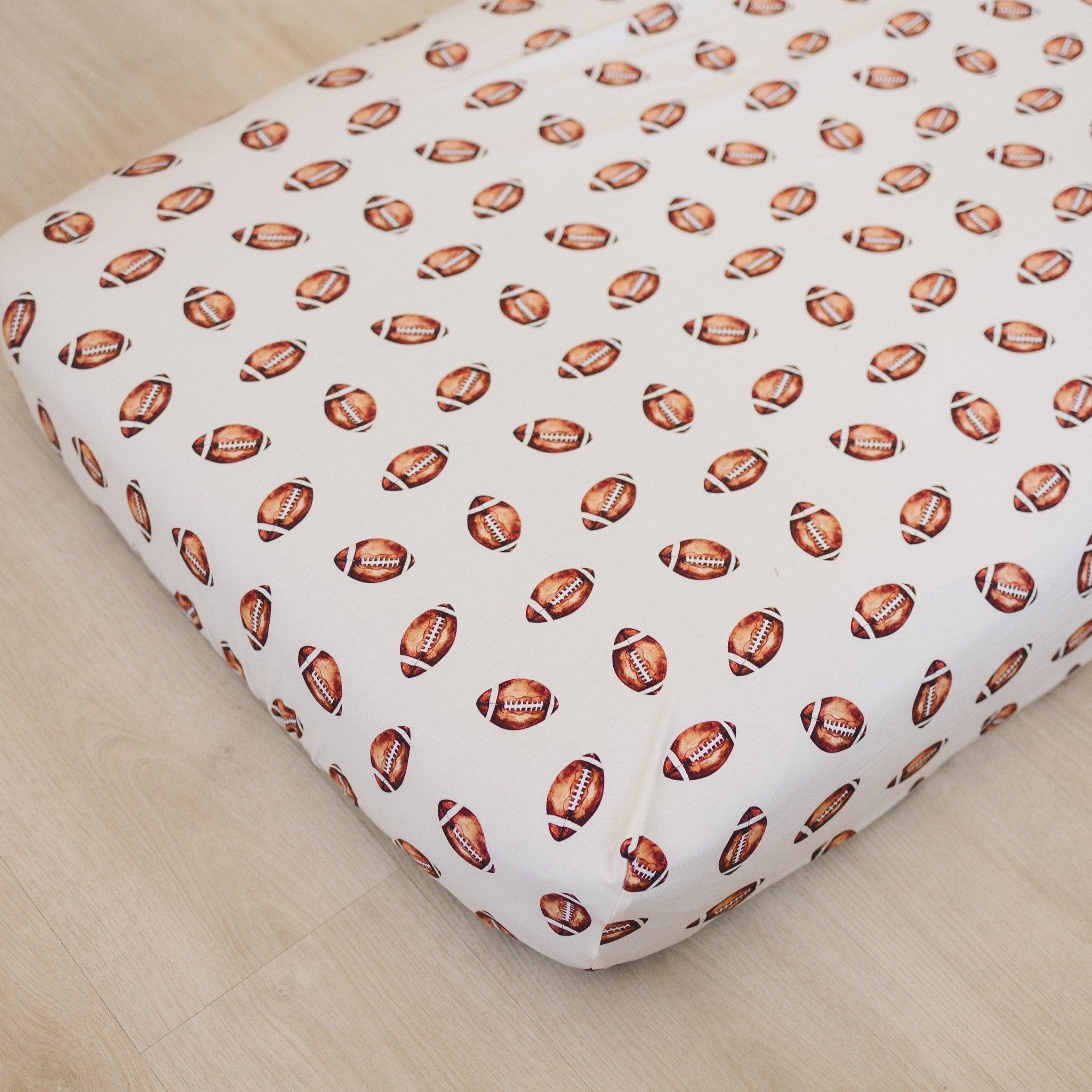 Football Print Bamboo Crib Sheet