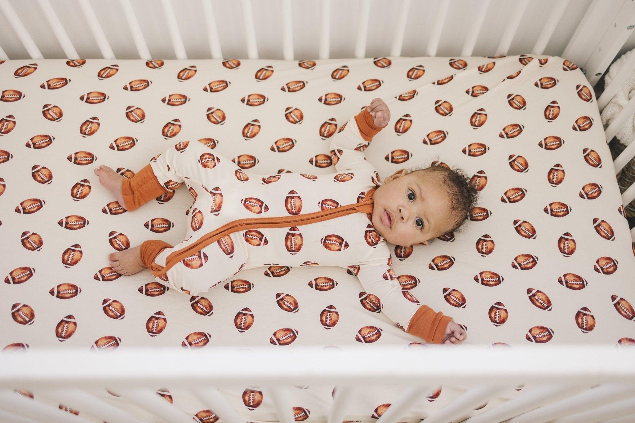 Football Print Bamboo Crib Sheet