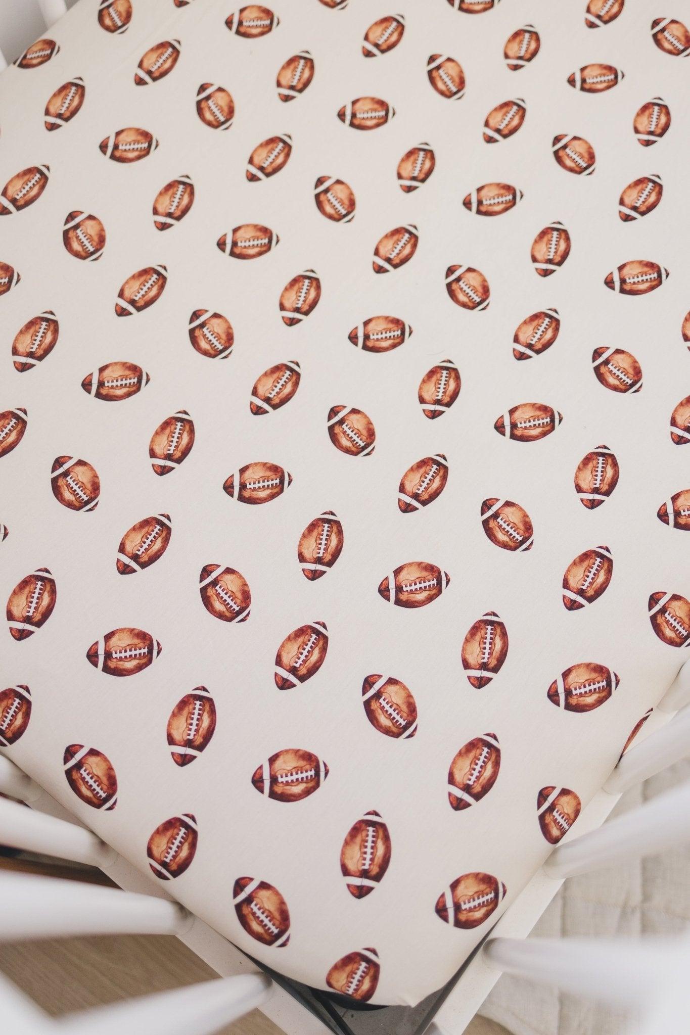 Football Print Bamboo Crib Sheet