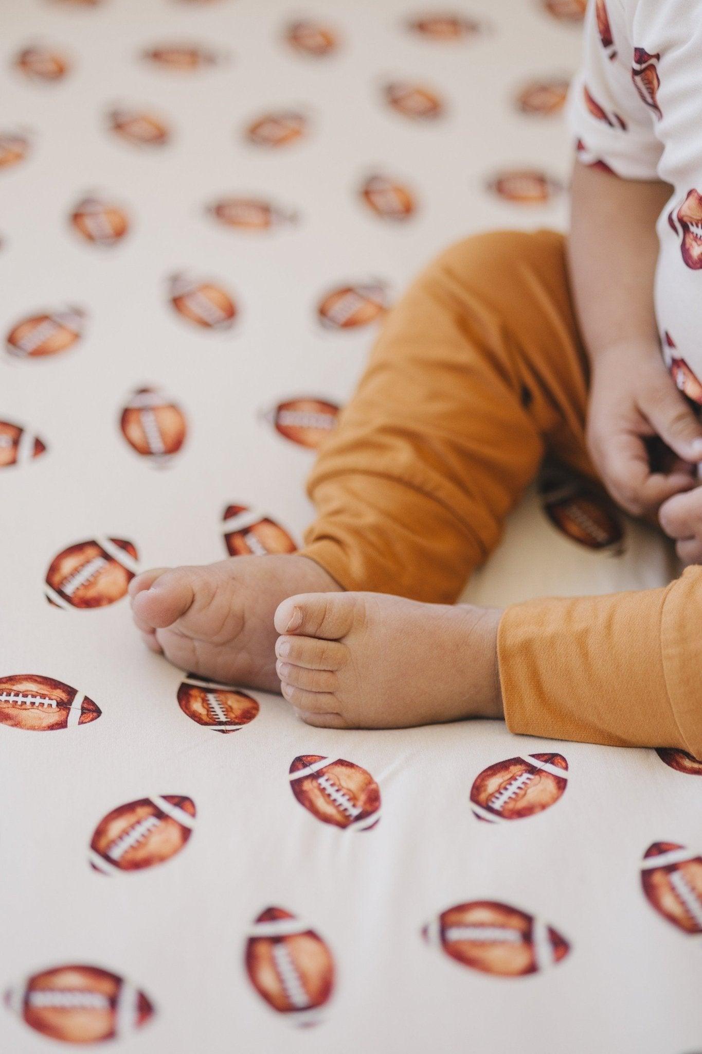 Football Print Bamboo Crib Sheet