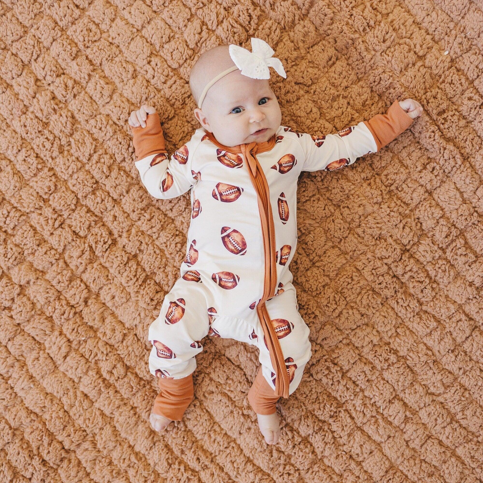 Football Print Bamboo Zippy Romper