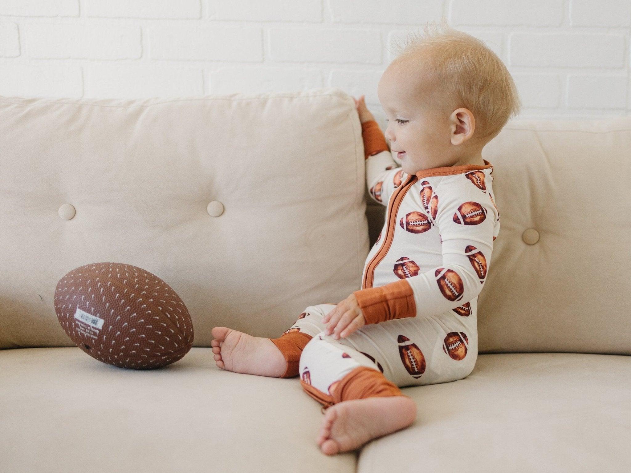 Football Print Bamboo Zippy Romper