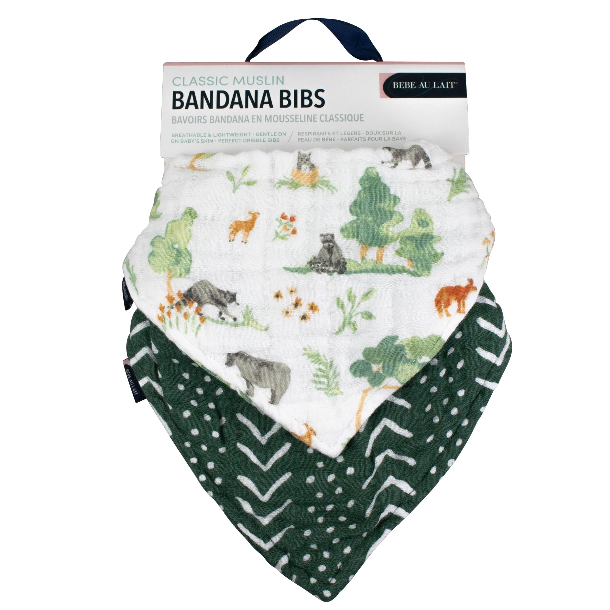 Forest Friends + Mudcloth Bandana Bib Set Bib Bebe au Lait   