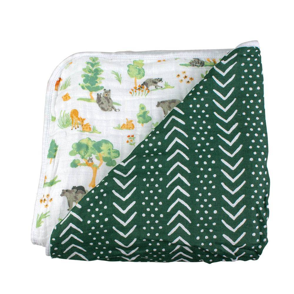 Forest Friends + Mudcloth Premium Cotton Snuggle Blanket Snuggle Blanket Bebe au Lait   