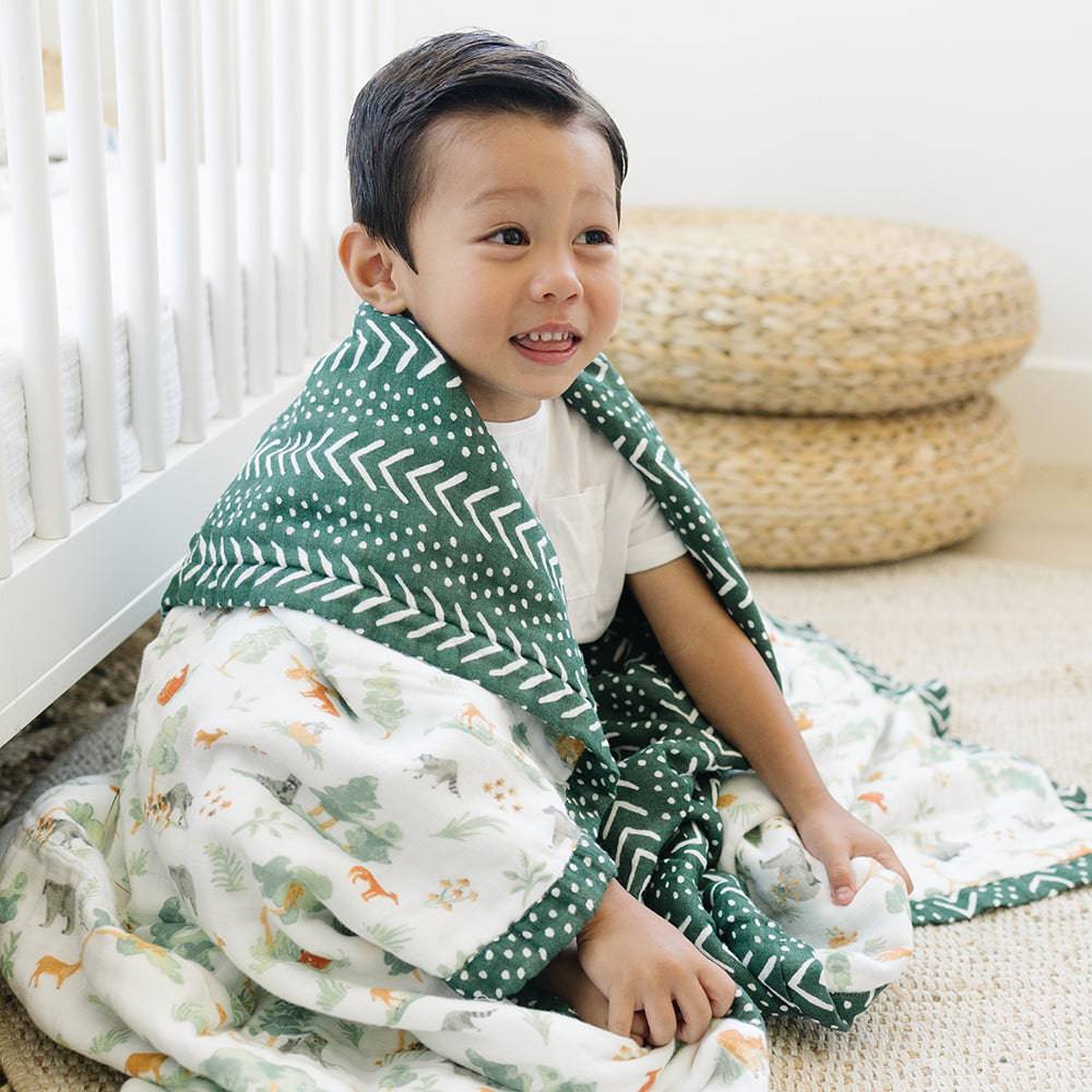 Forest Friends + Mudcloth Classic Muslin Super Snuggle Blanket Super Snuggle Blanket Bebe au Lait   