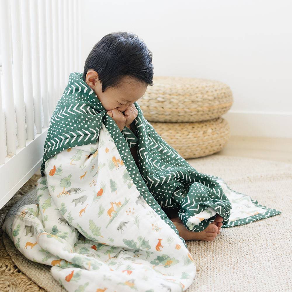 Forest Friends + Mudcloth Classic Muslin Super Snuggle Blanket Super Snuggle Blanket Bebe au Lait   