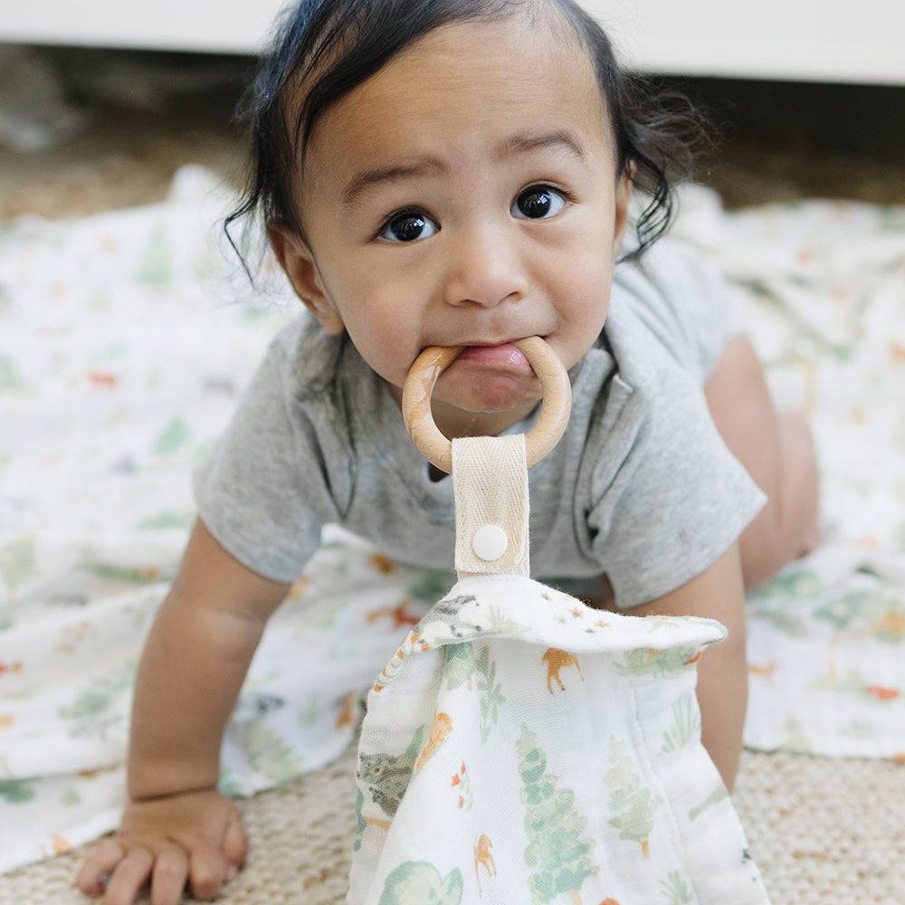 Forest Friends Classic Muslin Teether Blanket Teether Blanket Bebe au Lait   