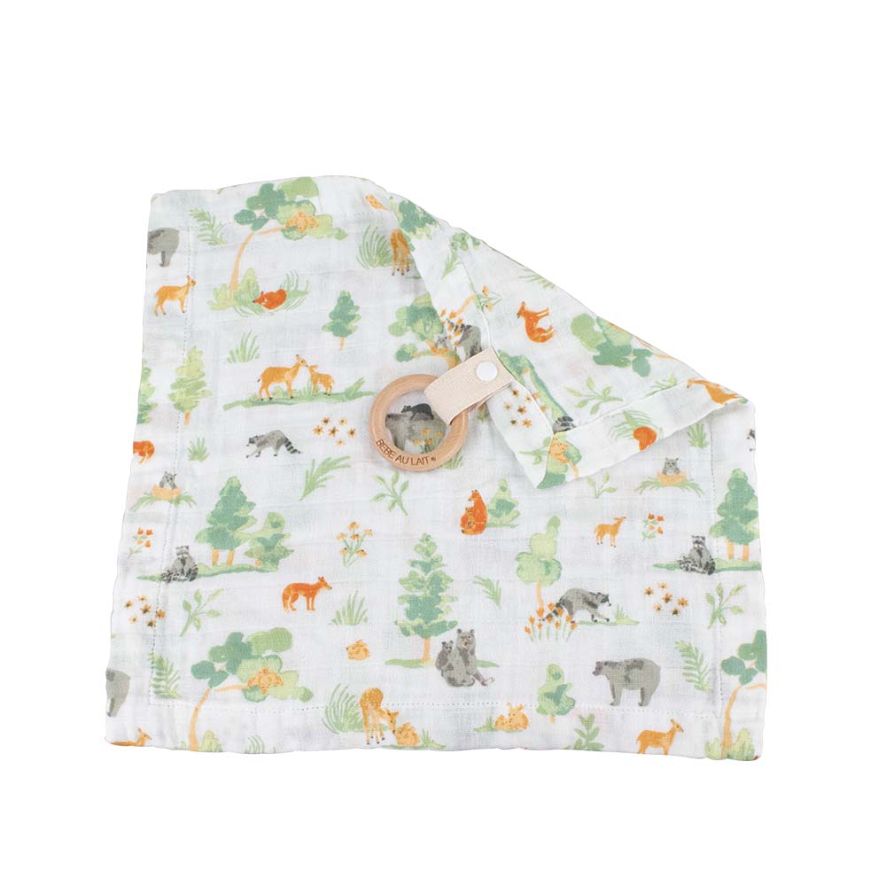 Forest Friends Classic Muslin Teether Blanket Teether Blanket Bebe au Lait   