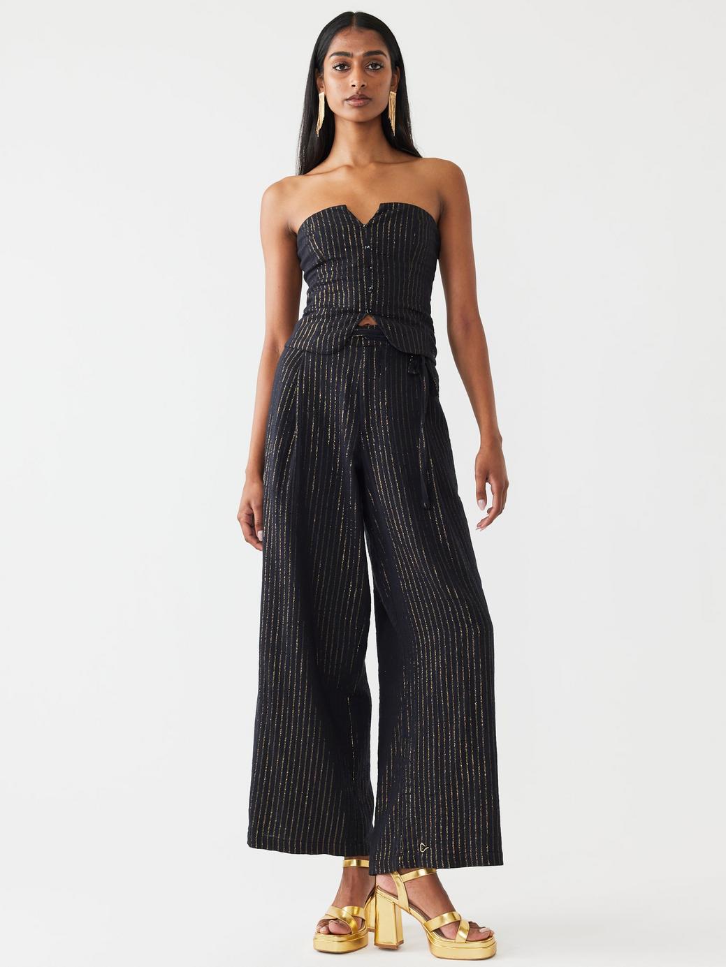 Michelle Top - Black Lurex Stripe
