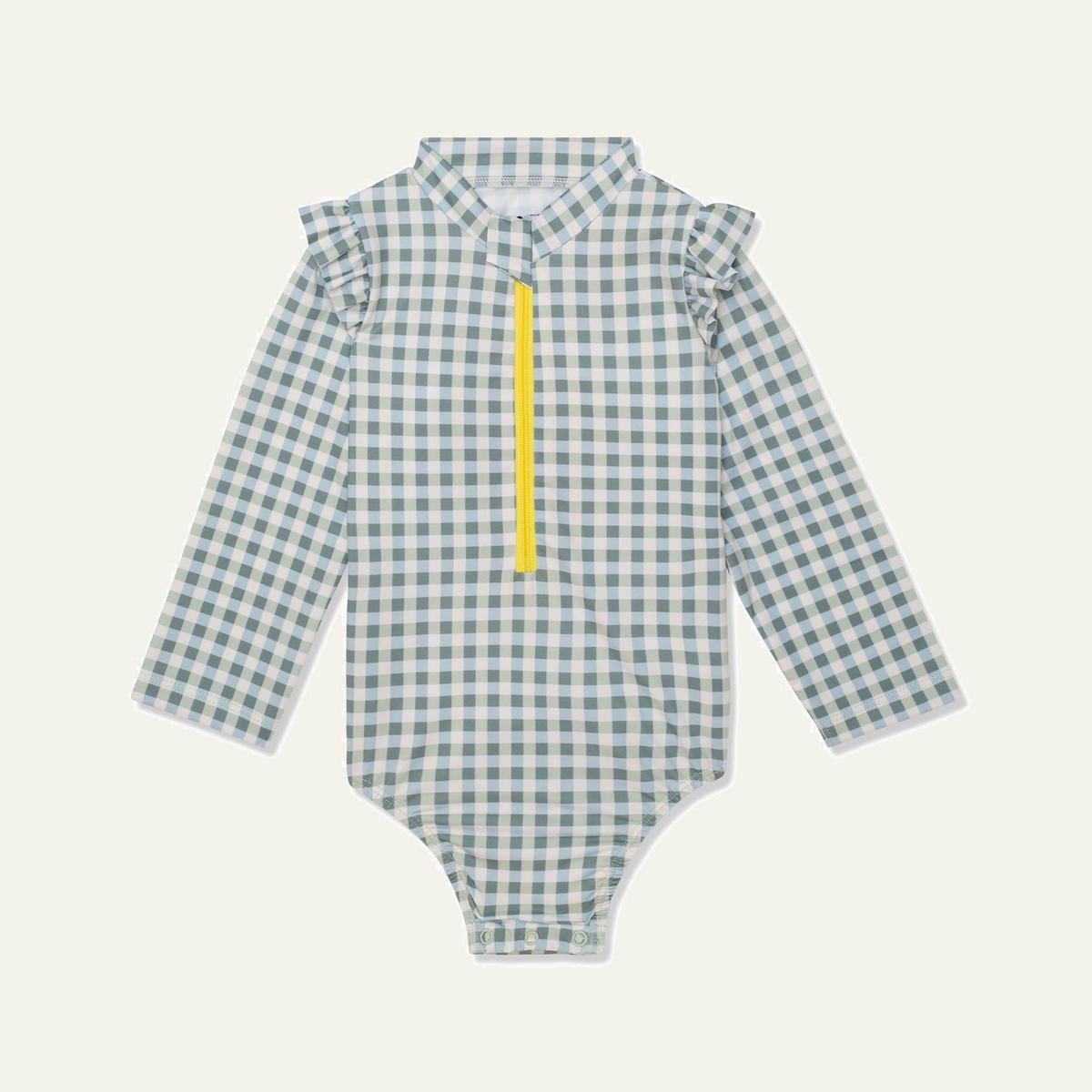 Recycled Polyester Blue Zipped Baby Rashguard - Faded Denim