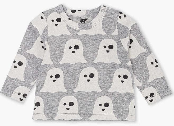 Long Sleeve Slub Jersey Crewneck Tee - Halloween Ghost - FINAL SALE