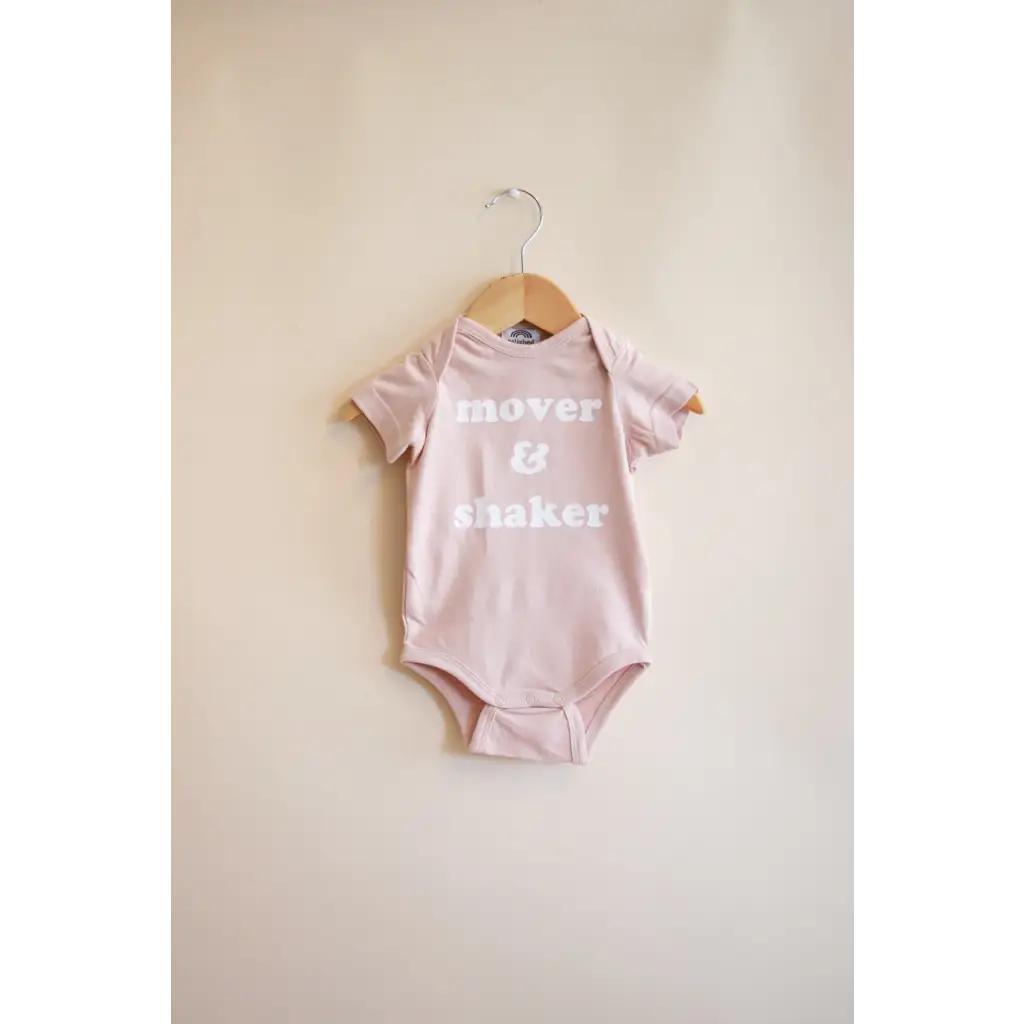 Mover & Shaker Organic Cotton Baby Bodysuit - Rose Dust