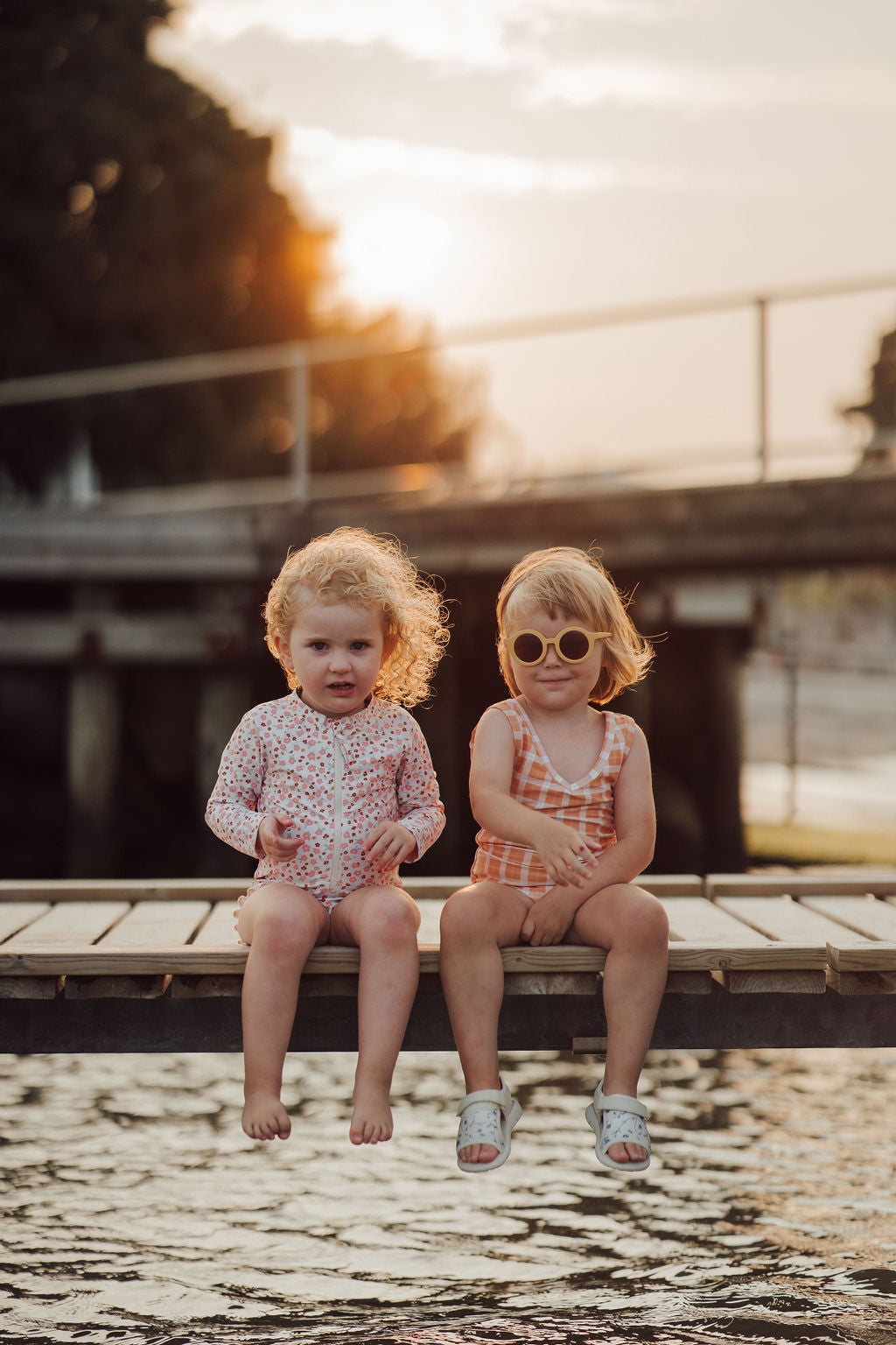 Long Sleeve Rashguard Ruffle Swimsuit | UPF + Recycled - Sunset Meadow