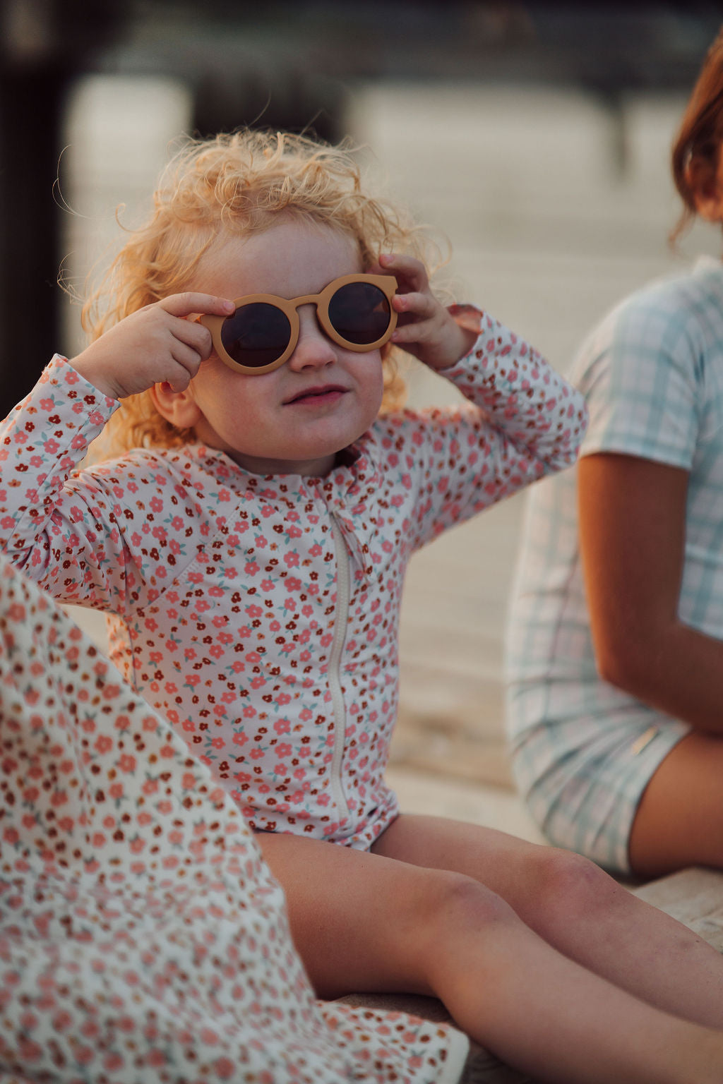 Long Sleeve Rashguard Ruffle Swimsuit | UPF + Recycled - Sunset Meadow