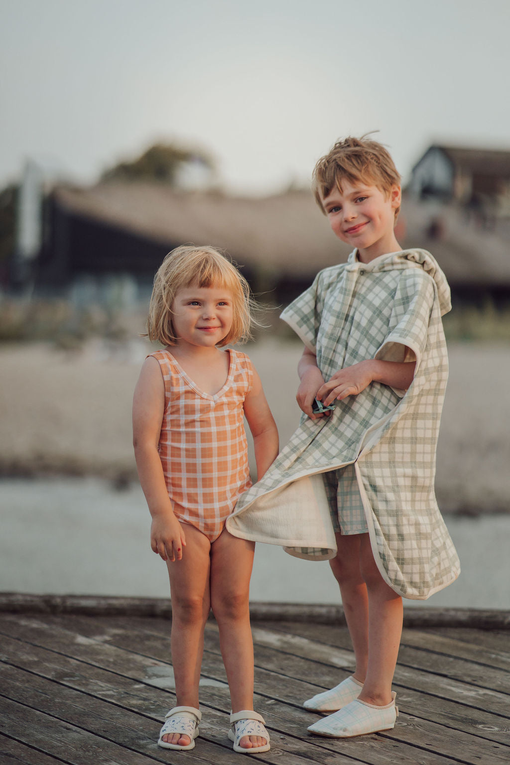 Sweetheart 1 Piece Swimsuit | UPF + Recycled - Buckwheat Plaid