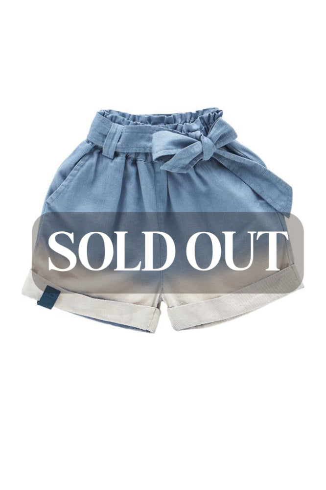 Girls Denim Shorts with Belt - Light Blue