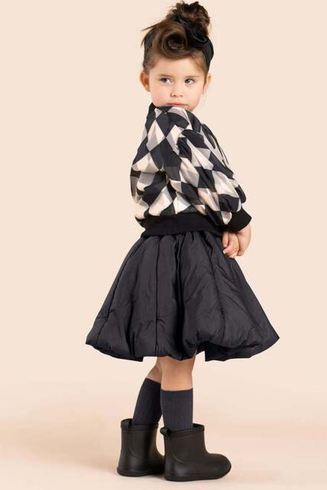 Girls Organza & Terry Sweatshirt - Black