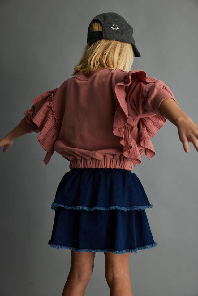 Herringbone denim skirt - Denim