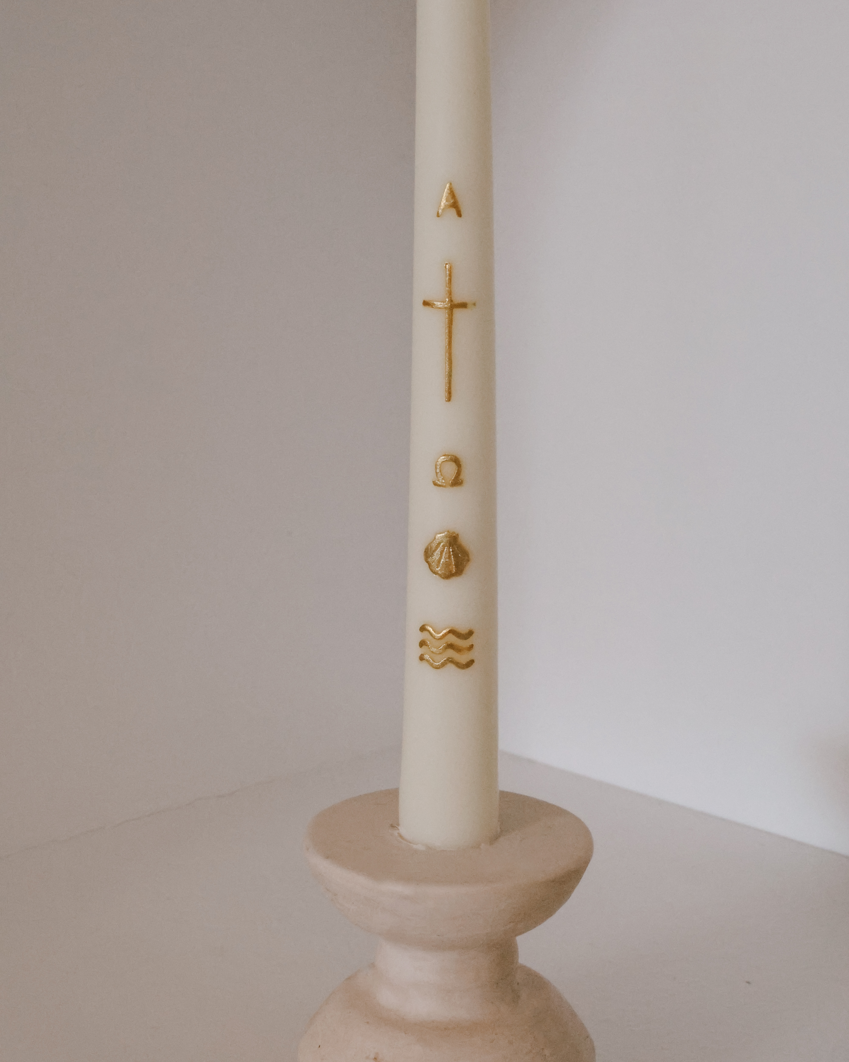 Alpha & Omega Baptism Candle (Gold)