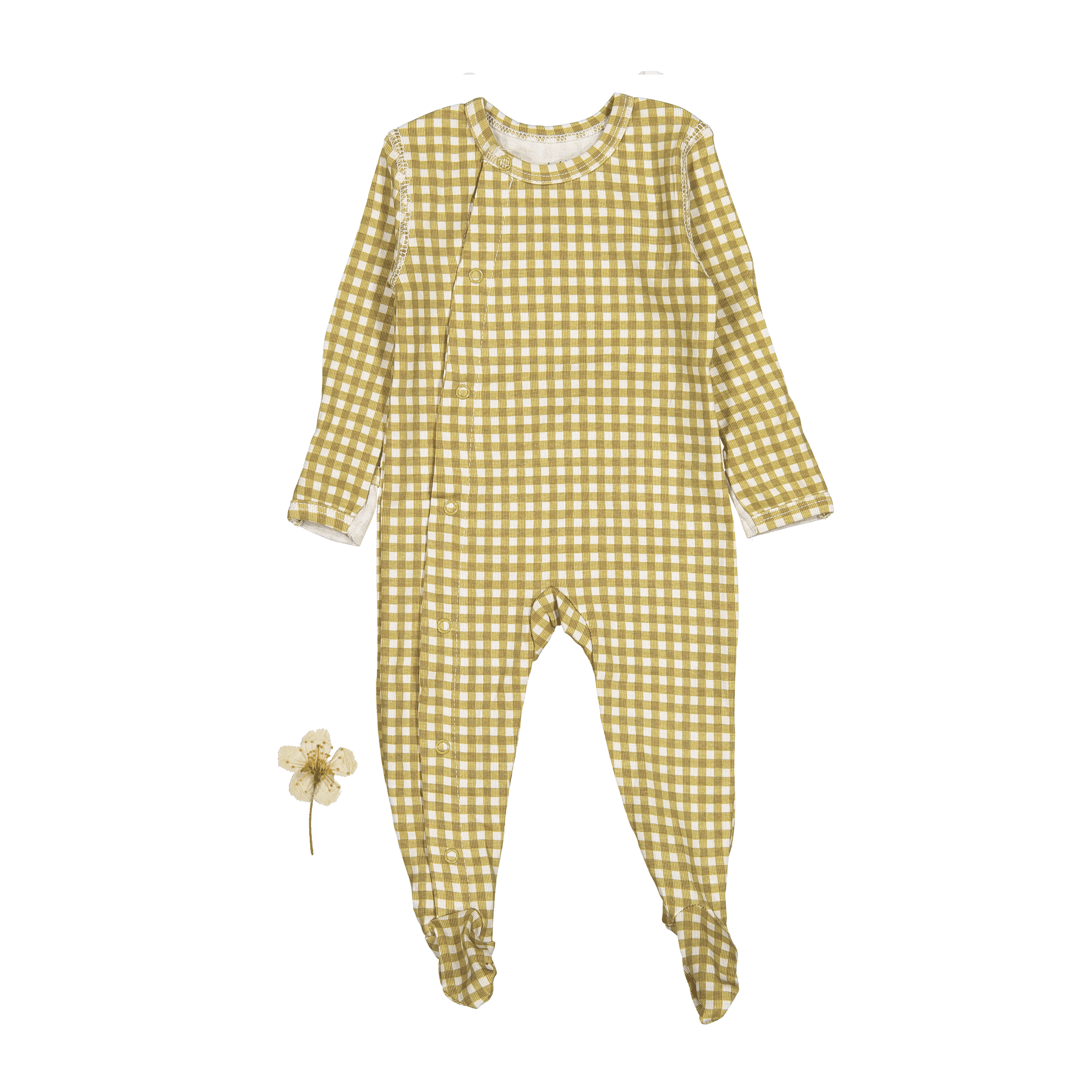 The Printed Snap Romper - Golden Gingham