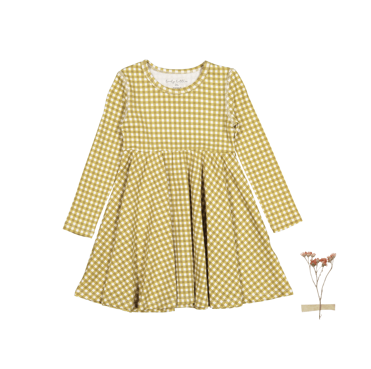 The Printed Long Sleeve Dress - Golden Gingham