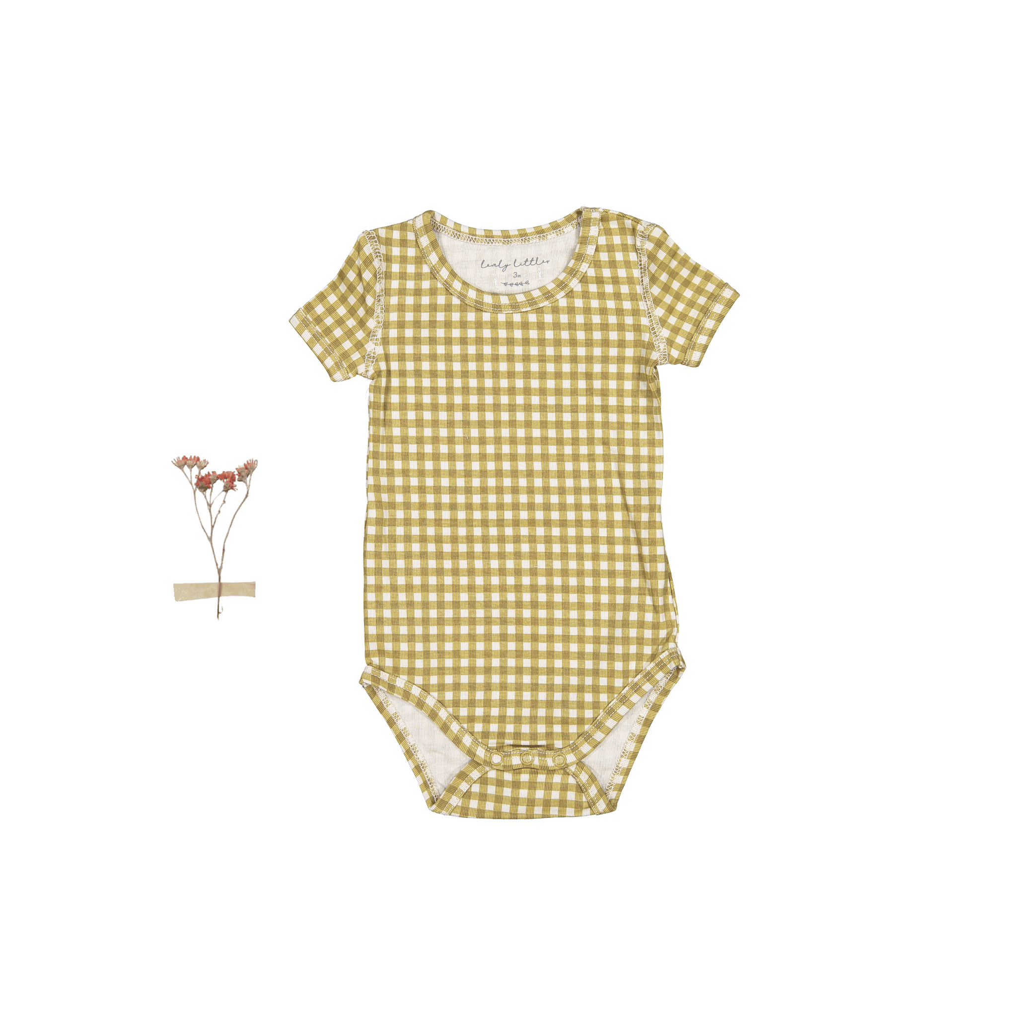 The Printed Short Sleeve Onesie - Golden Gingham