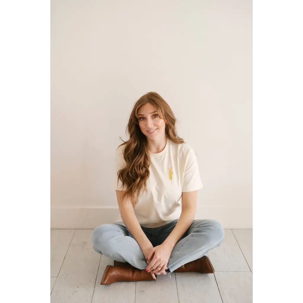 Good Vibes Embroidered Peace T-Shirt for Adults