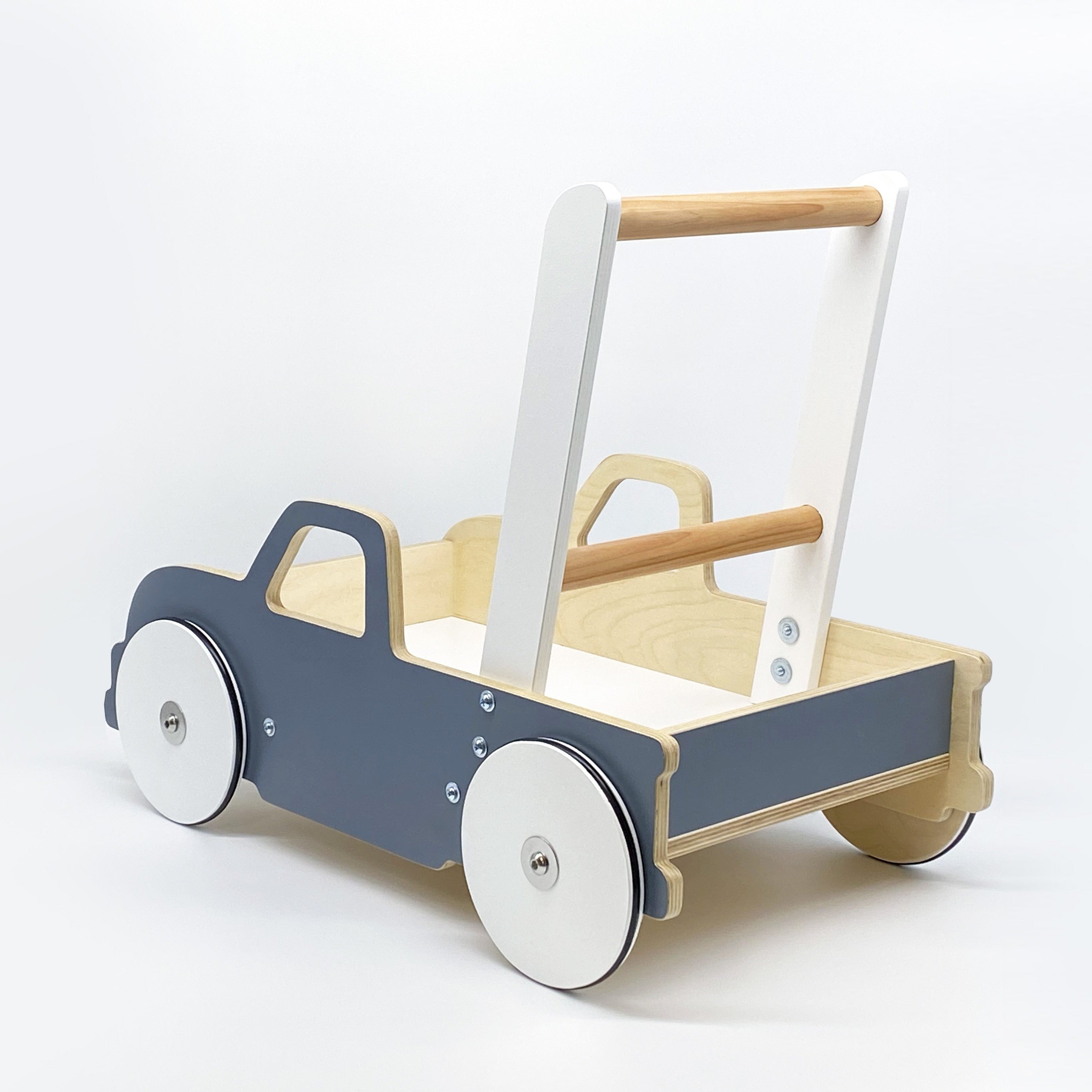 Luma Buggy: Charcoal Gray Truck Handcrafted Baby Wooden Push Walker Cart  Luma Goods Co.   