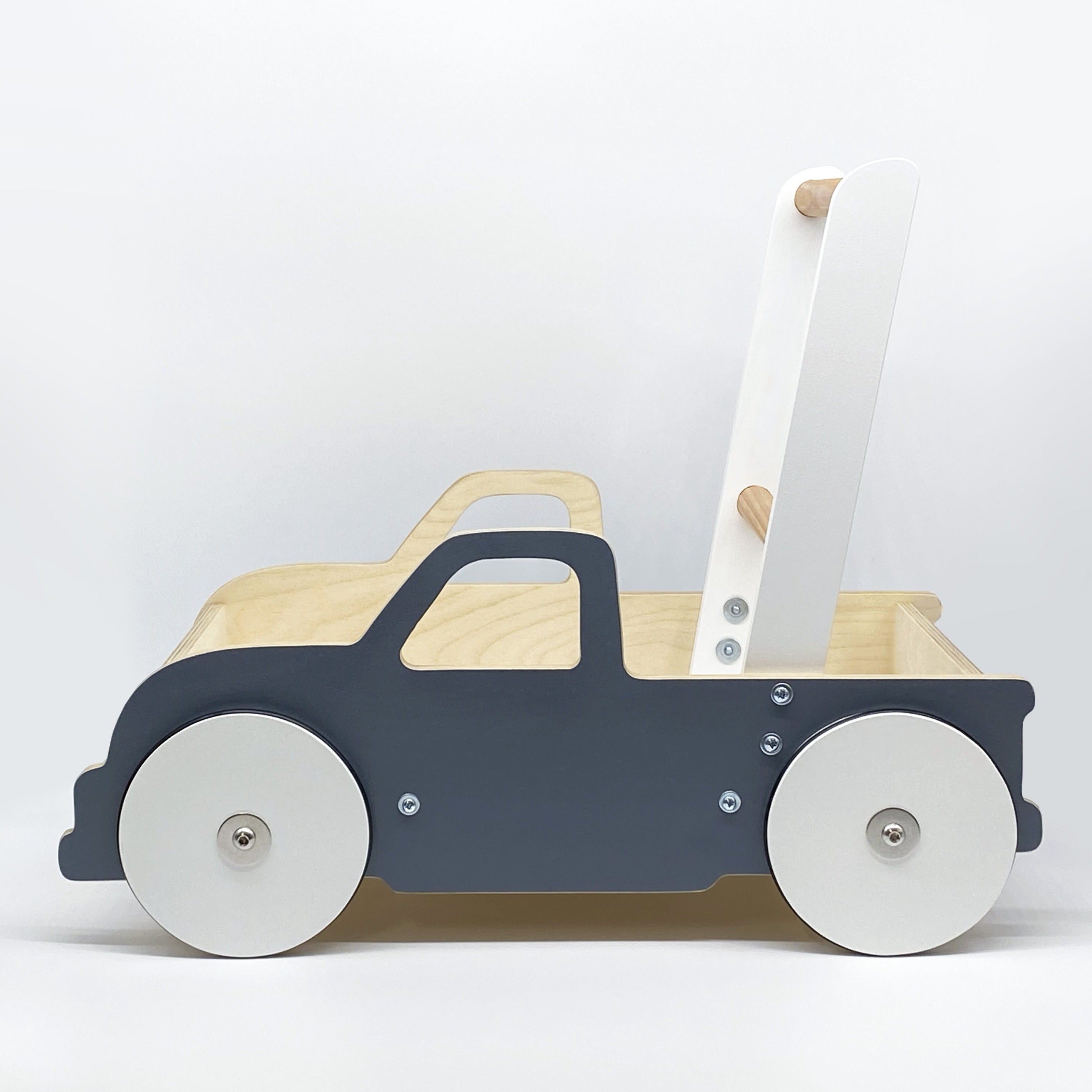 Luma Buggy: Charcoal Gray Truck Handcrafted Baby Wooden Push Walker Cart  Luma Goods Co.   