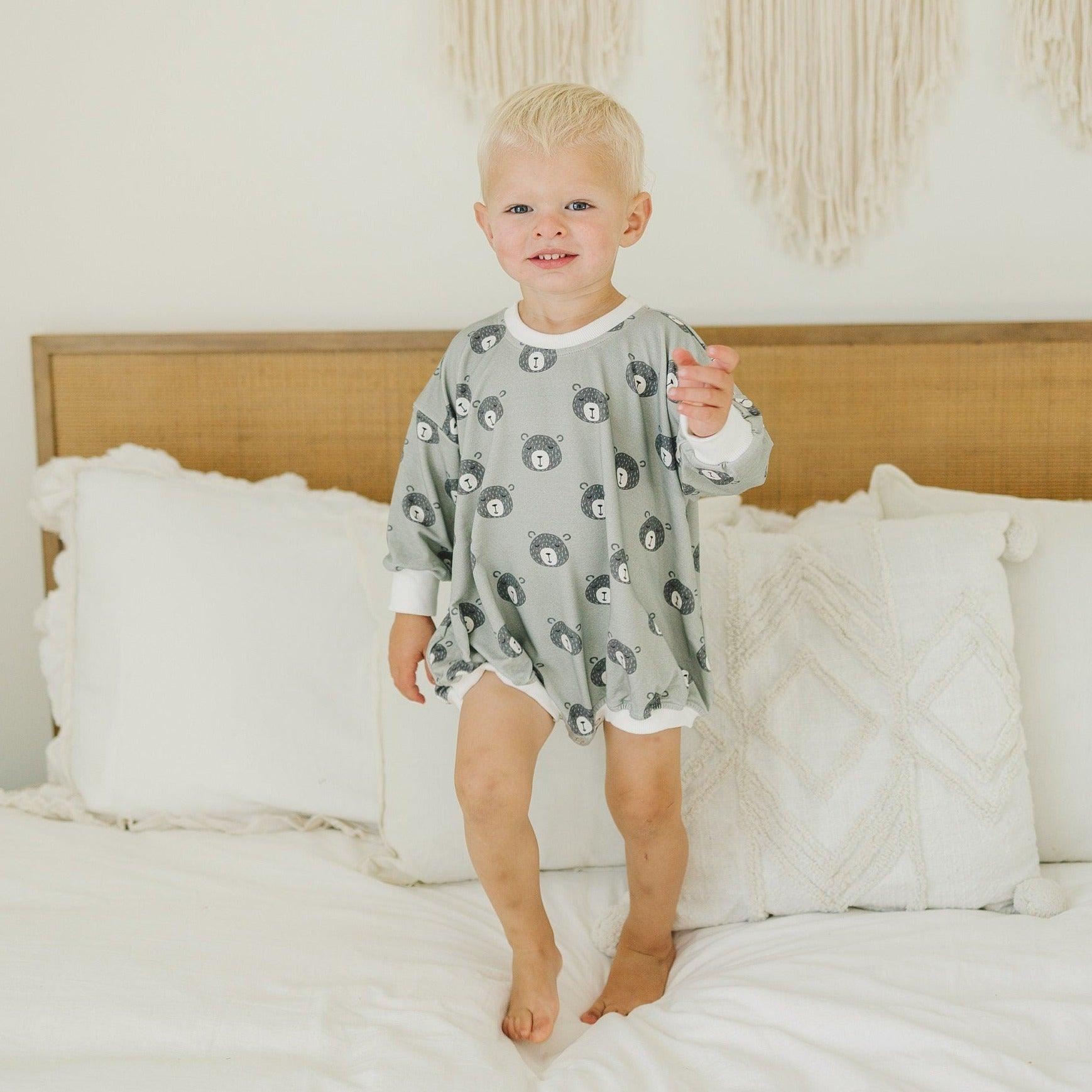 Green Bear Bamboo Bubble Romper