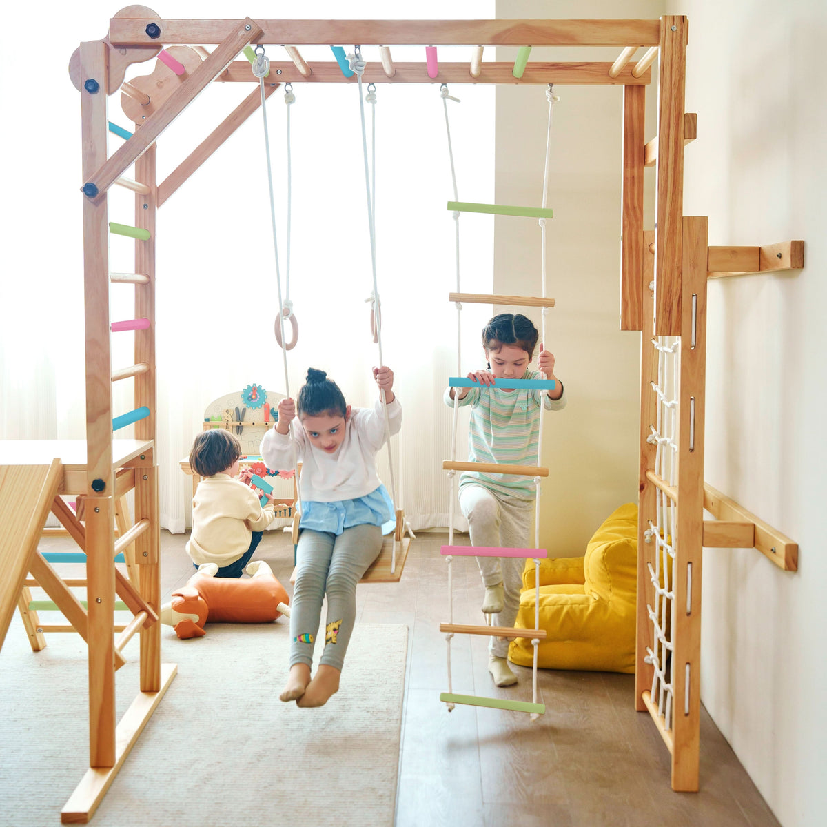 Grove Color Bars | Foldable Wall Mounted Indoor Jungle Gym, 8-in-1