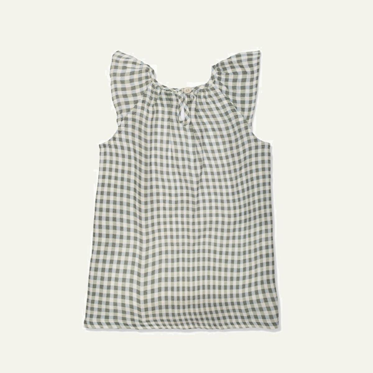 Gingham Linen Baby Dress - Natural/faded Denim