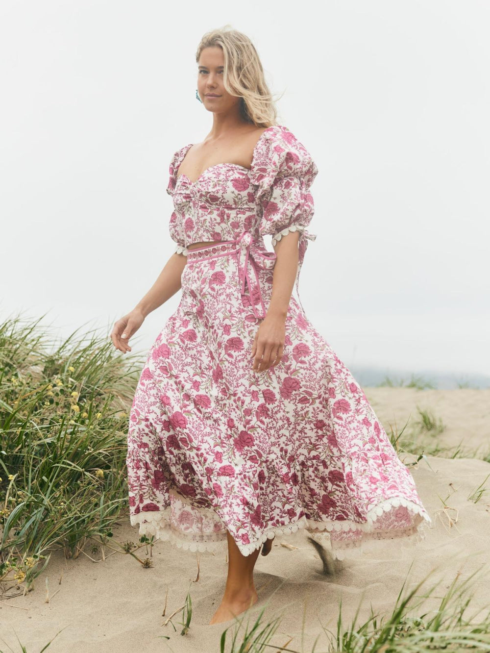 Hadley Off-The-Shoulder Top - Carmine Rose Floral - FINAL SALE