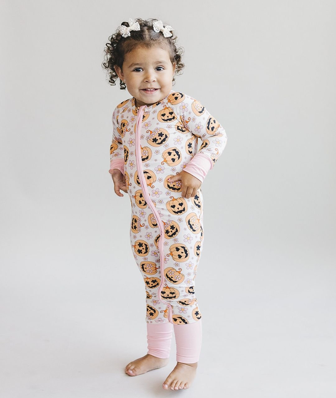 Halloween Bamboo Zip Romper | Pink