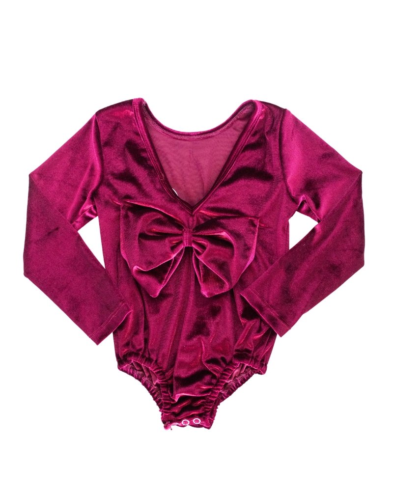 Hattie Bow Back Leotard - Plum Velour