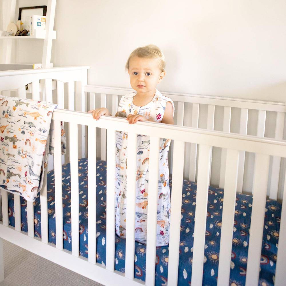 Hello Sunshine Crib Sheet Crib Sheet Bebe au Lait   