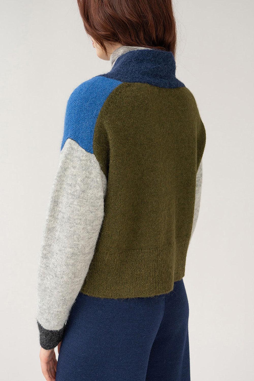 Color Block Cardi - Navy Multi
