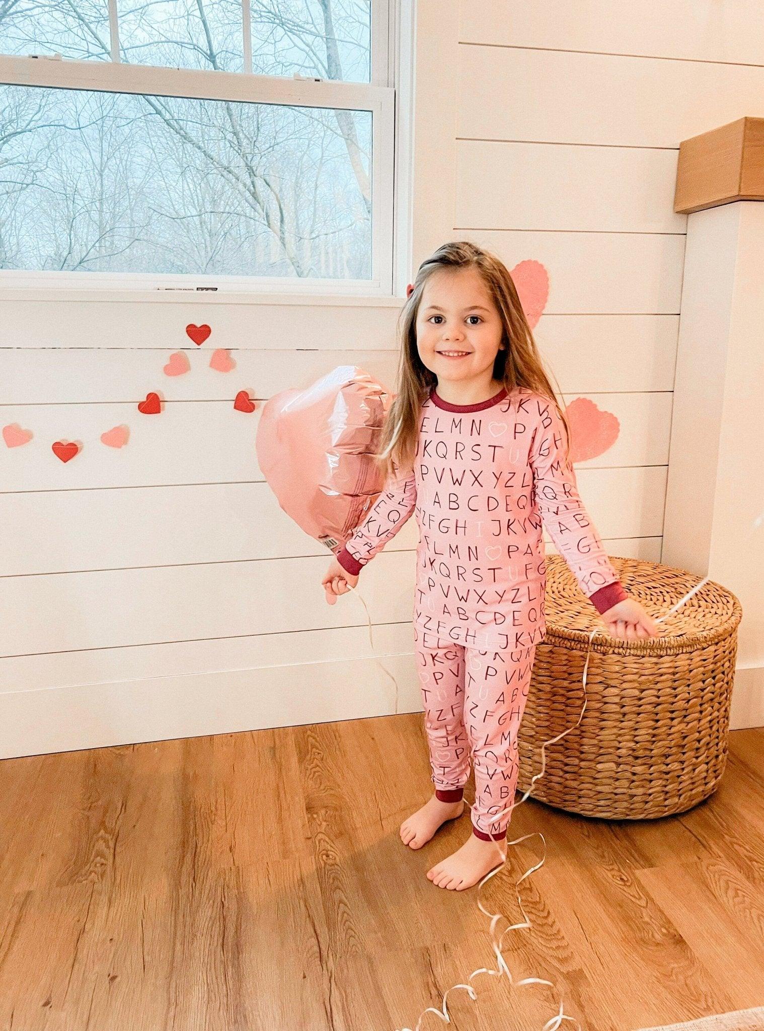 I <3 U ABC 2pc Bamboo Pajama Set - Berry