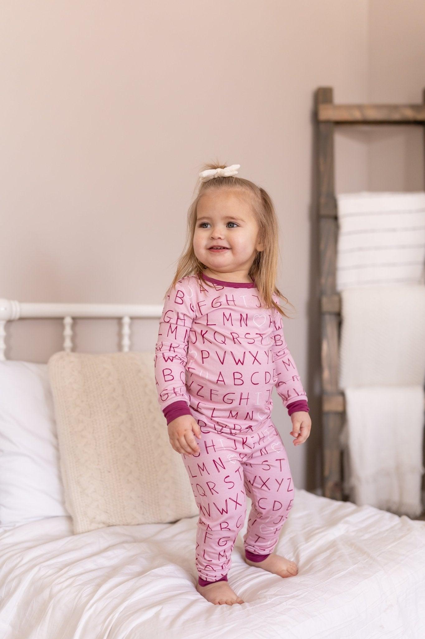 I <3 U ABC 2pc Bamboo Pajama Set - Berry