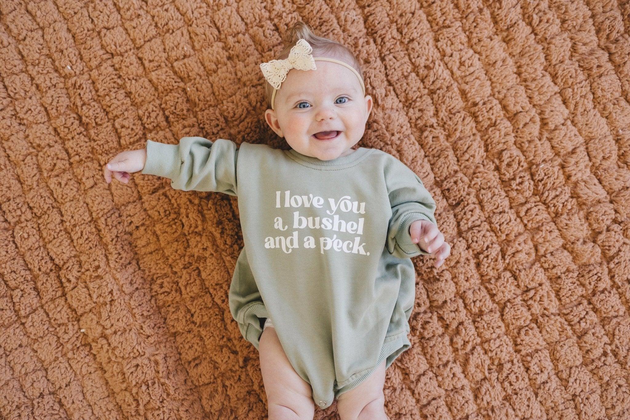 I Love You A Bushel and a Peck Sweatshirt Romper - more colors