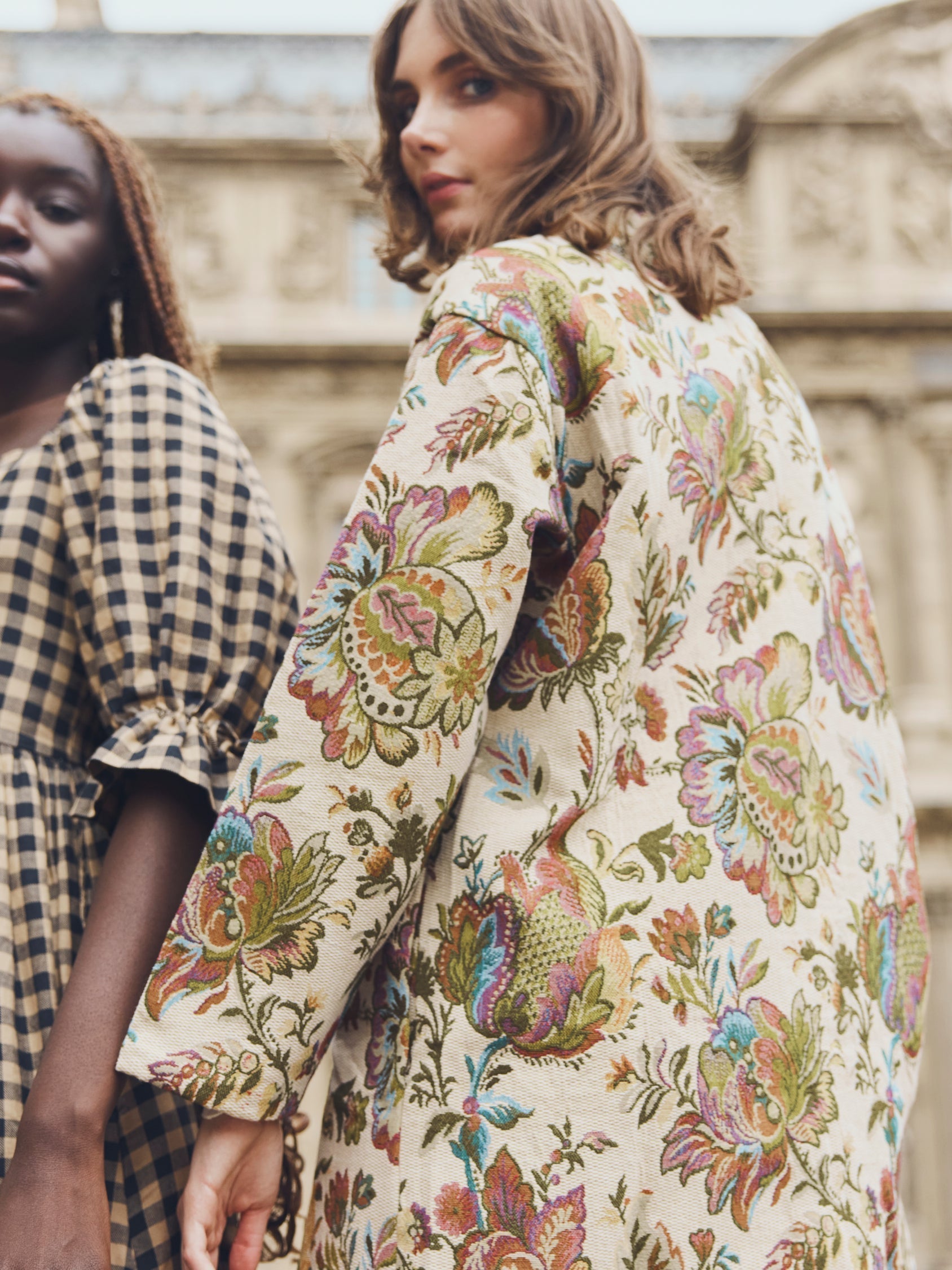Janean Midi Jacket - Rainbow Floral Jacquard