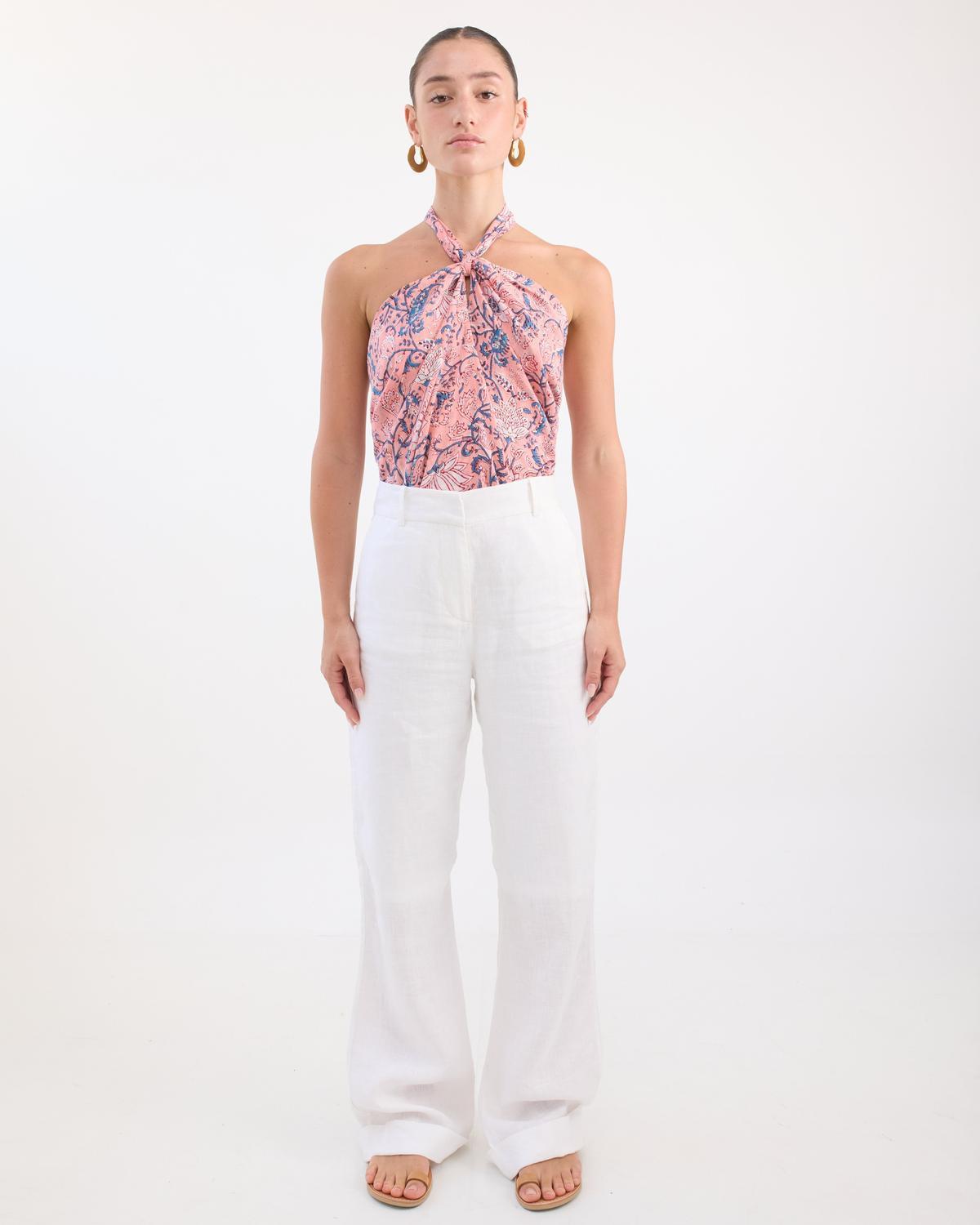 Ada Linen Pants - White Linen