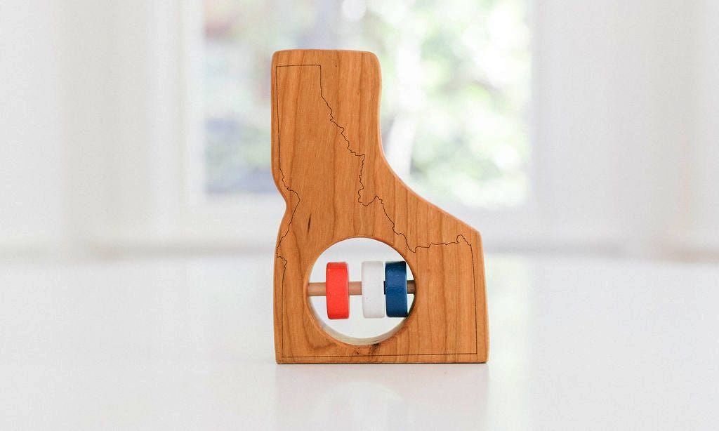 Idaho State Wooden Baby Rattle™ State Rattle Bannor Toys   