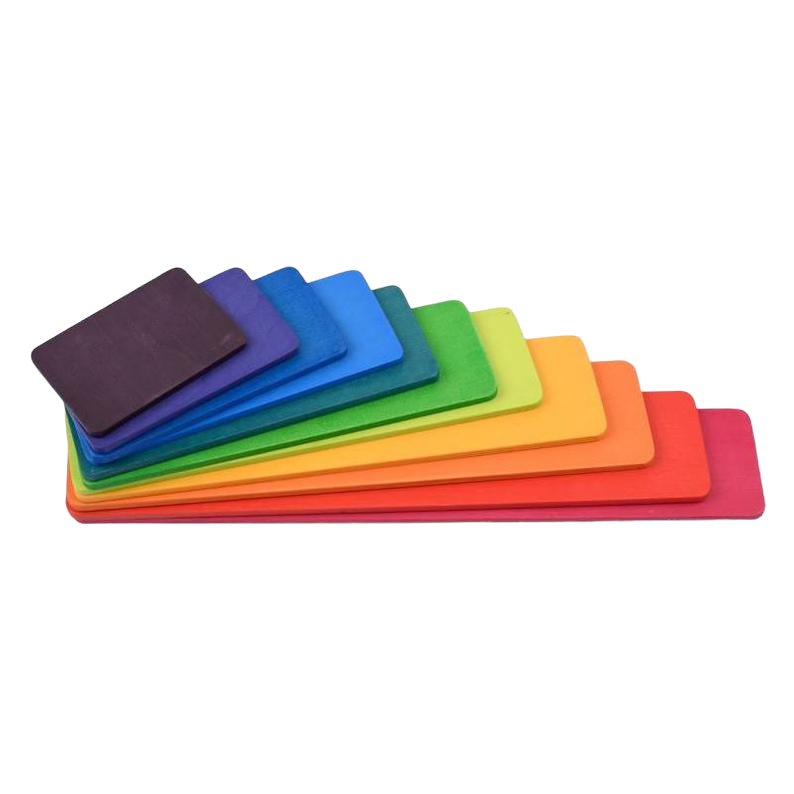 **Pre-order (Ships in 2-3 Weeks)**11 Pcs Wooden Rainbow Rectangular Building Boards in Primary Colors