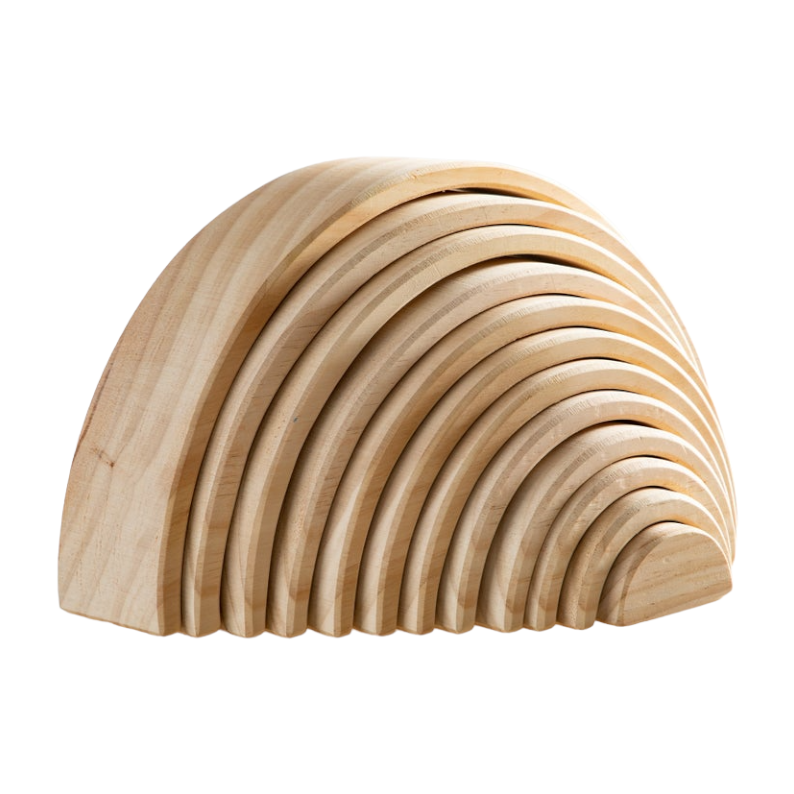 **Pre-order (Ships in 2-3 Weeks)**12 Pcs Pine Wood Natural Wooden Large Rainbow Stacking Blocks