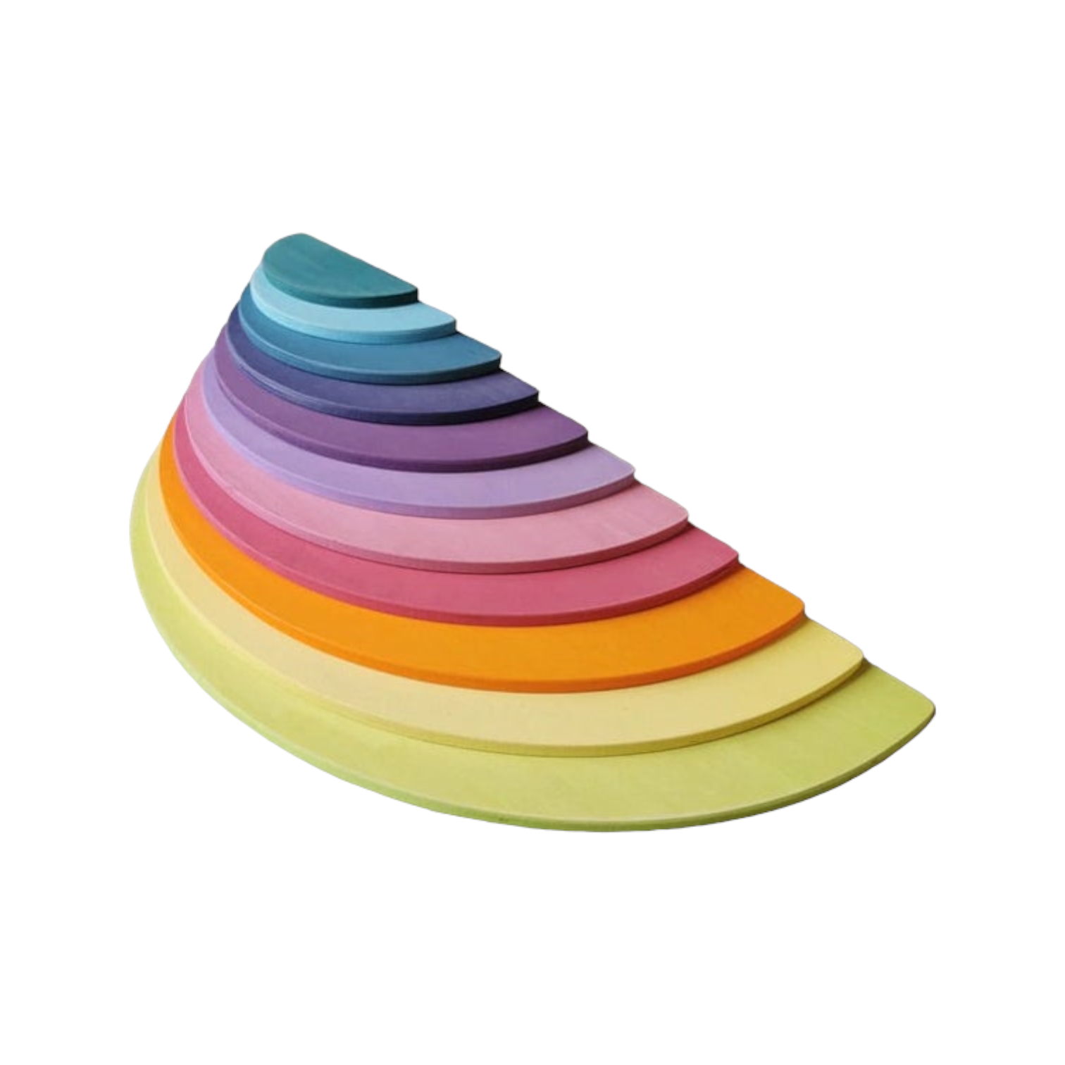 **Pre-order (Ships in 2-3 Weeks)**11 Pcs Large Wooden Rainbow Stacking Semi-Circles – Pastel/Macaron Colors