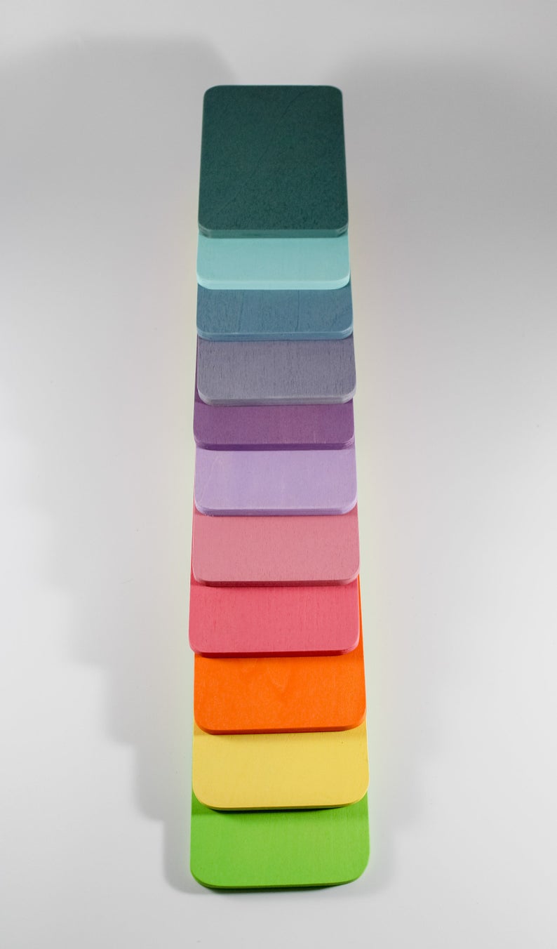 **Pre-order (Ships in 2-3 Weeks)**11 Pcs Wooden Rectangular Building Boards in Pastel/Macaron Colors