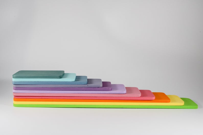 **Pre-order (Ships in 2-3 Weeks)**11 Pcs Wooden Rectangular Building Boards in Pastel/Macaron Colors