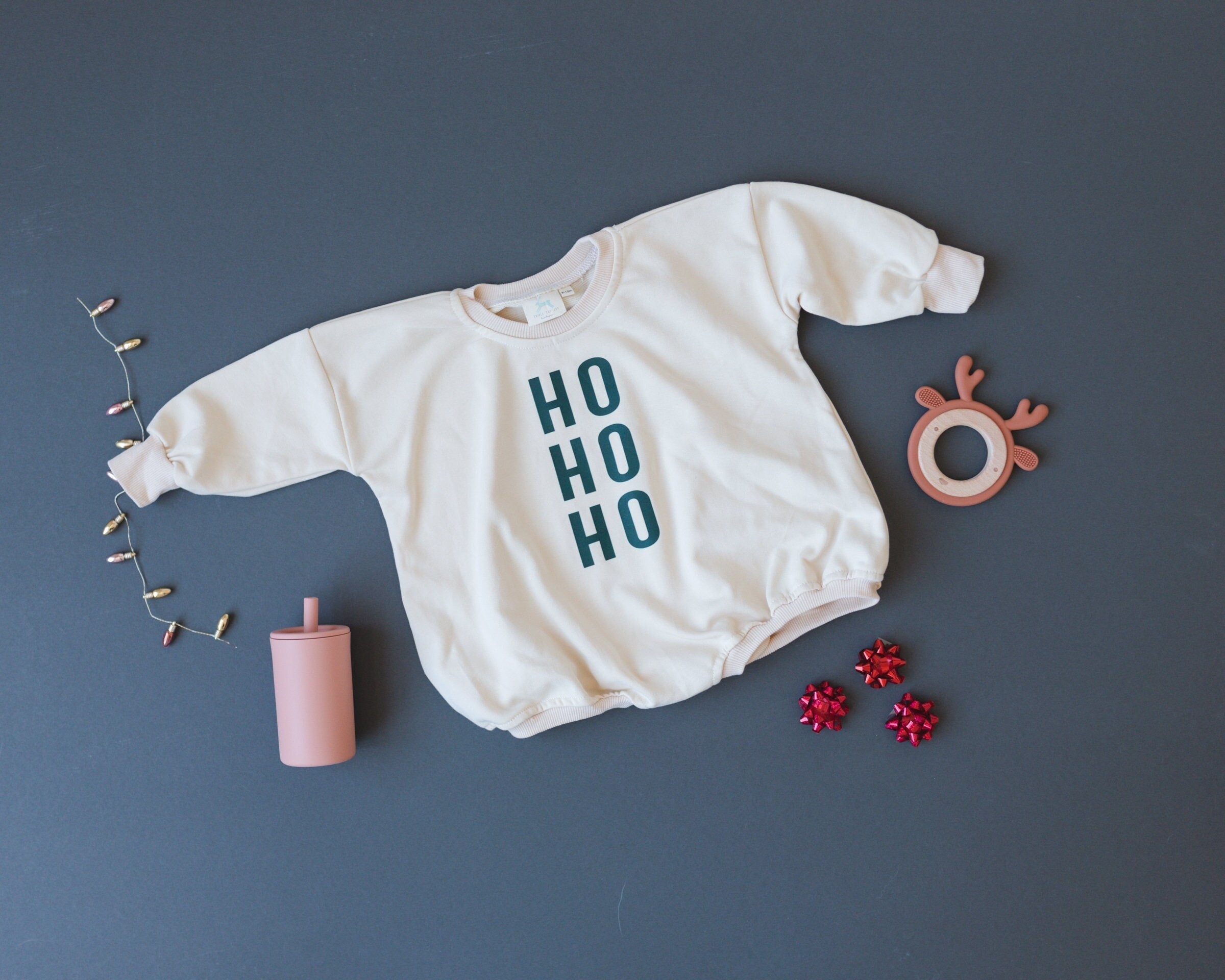 HO HO HO Christmas Sweatshirt Romper